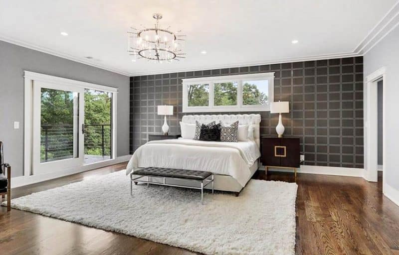 What Are The Best Bedroom Rug Placement And Layout Ideas   Modern Master Bedroom With   Accent Wall And Area Rug 800x512 