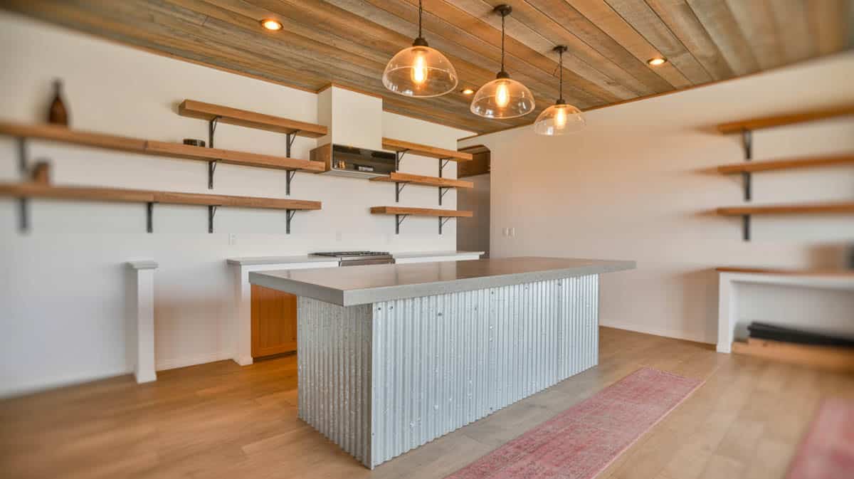 Corrugated metal gets a creative twist here with a painted