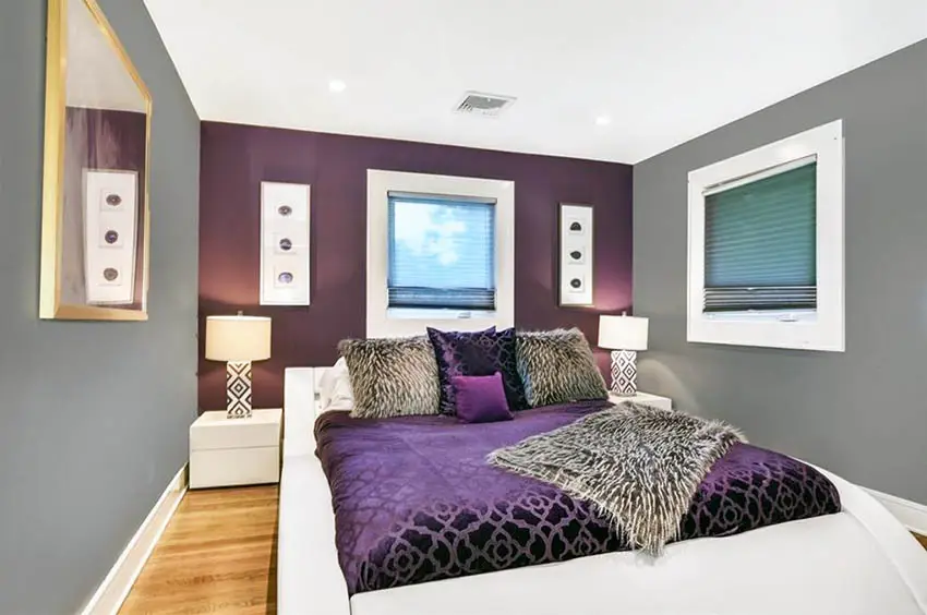 Purple and gray bedroom design