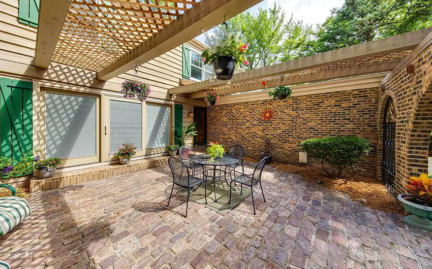 Reclaimed granite cobblestone paver patio