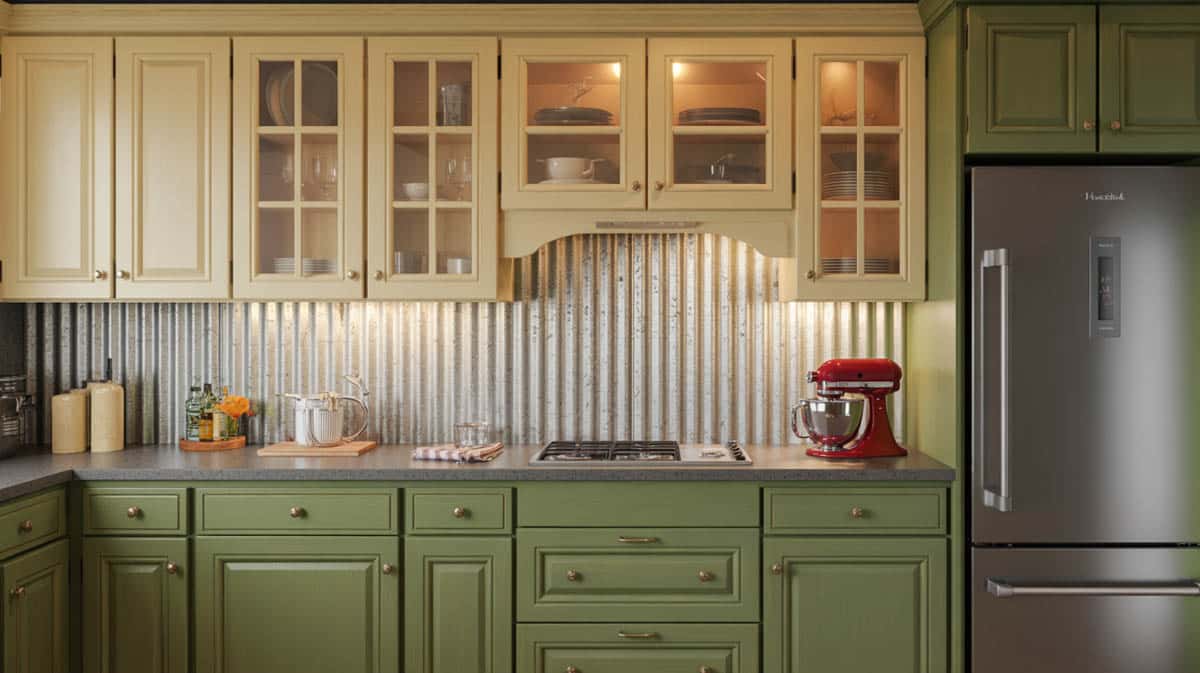 Incorporating corrugated galvanized steel onto the base of your kitchen