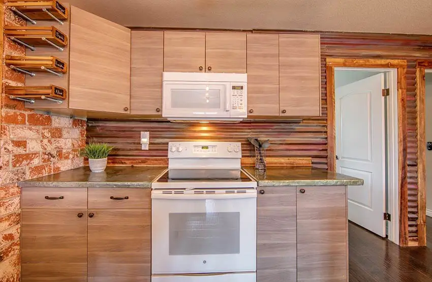 Corrugated brass backsplash