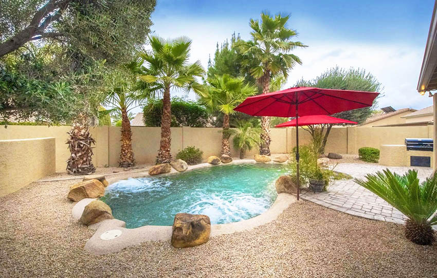 above ground pool on gravel