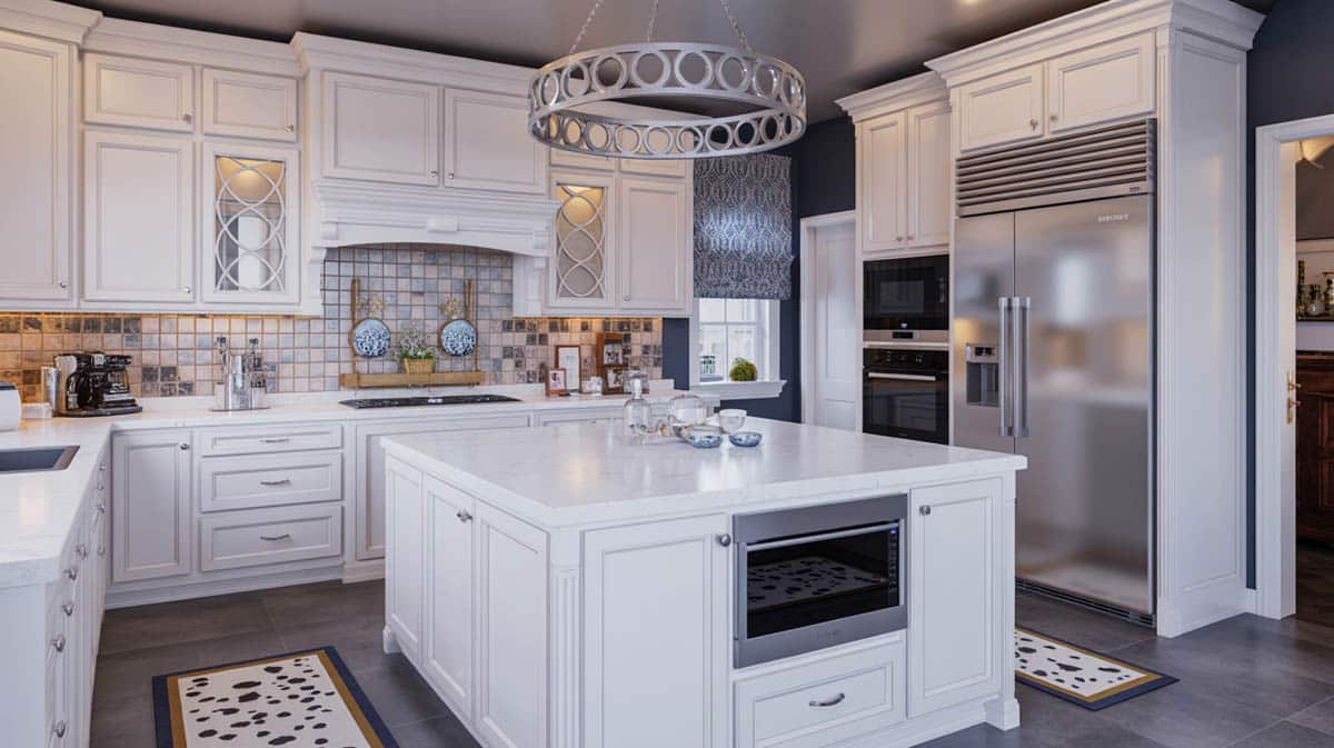 Another great example of a contemporary wood kitchen design combining walnut veneered