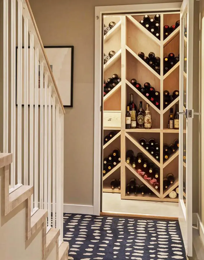 Wine closet with wood racks