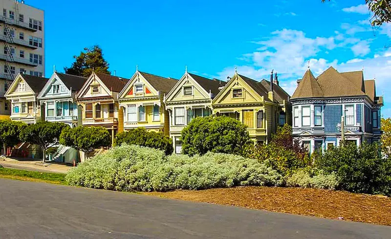 Bright SF Victorian style houses