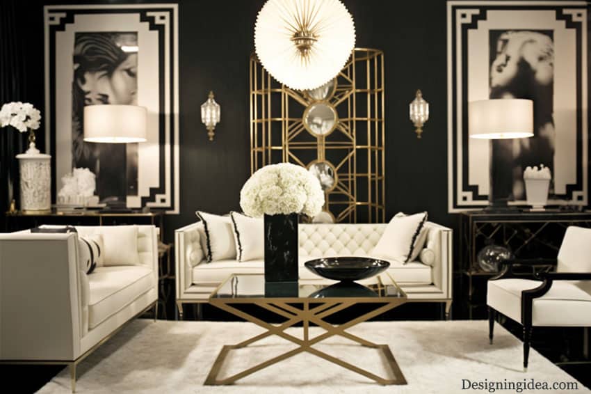 Hollywood regency living room furniture