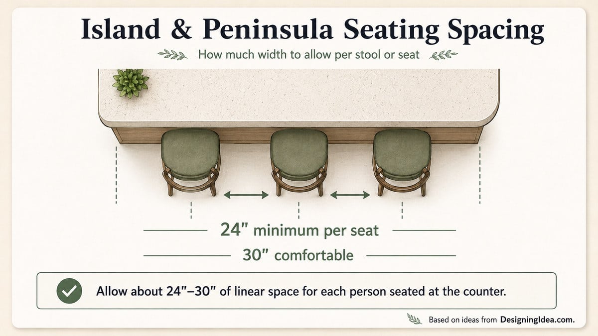 Island an peninsula seating spacing