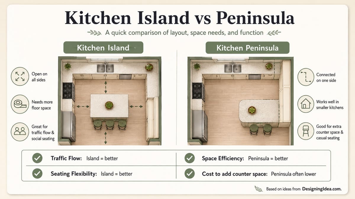 Kitchen island vs peninsula