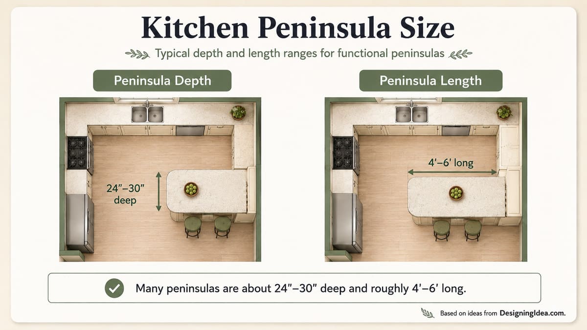 Kitchen peninsula size