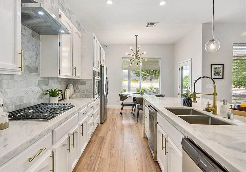 Kitchen with cultured marble countertops