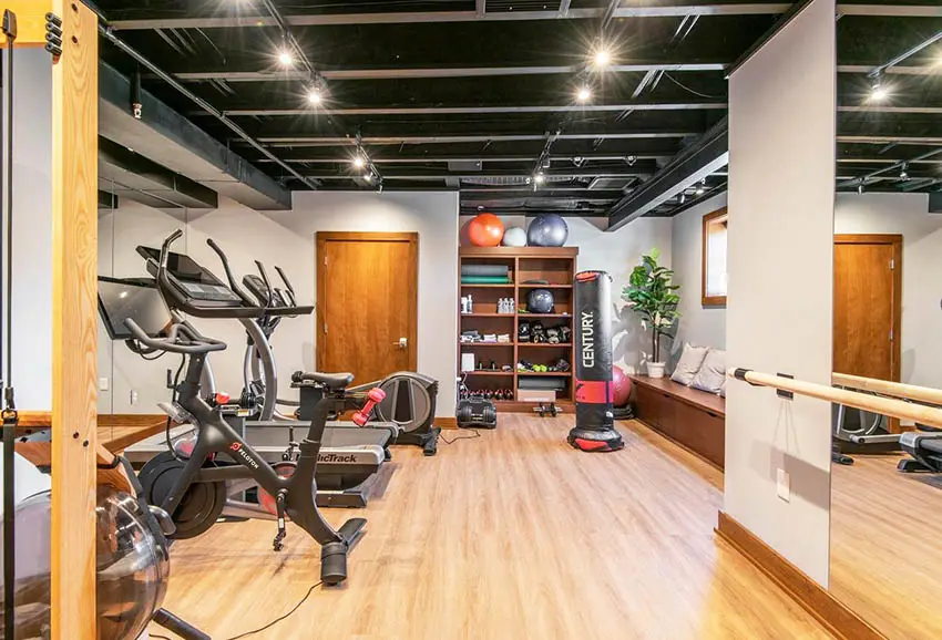 Modern basement workout home gym