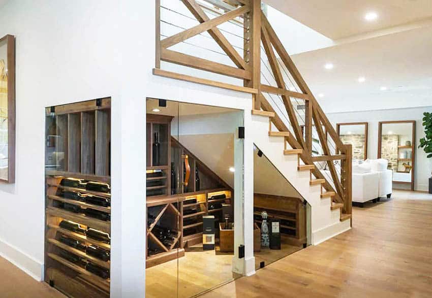 Luxury wine cellar under stairs