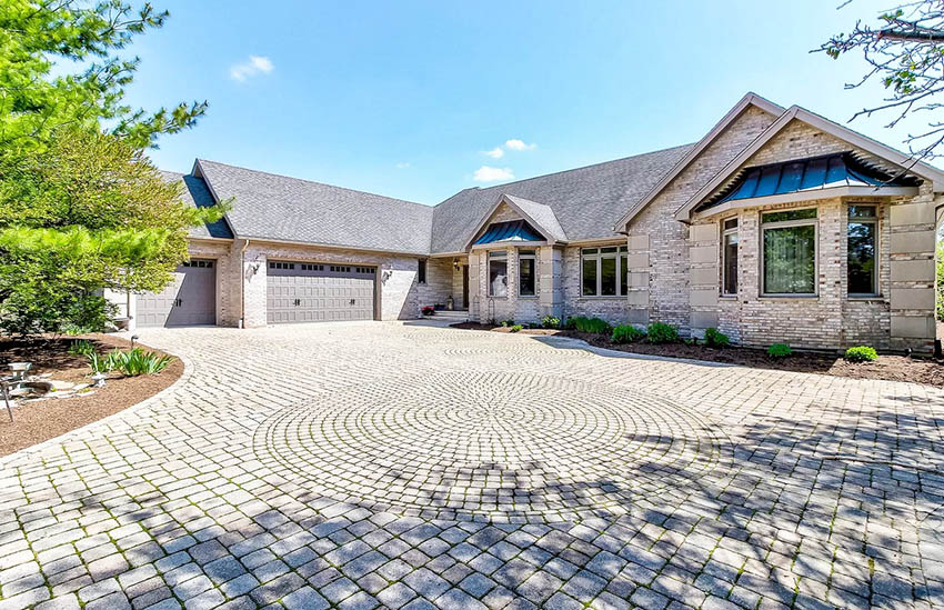 Brick driveway with circular design 