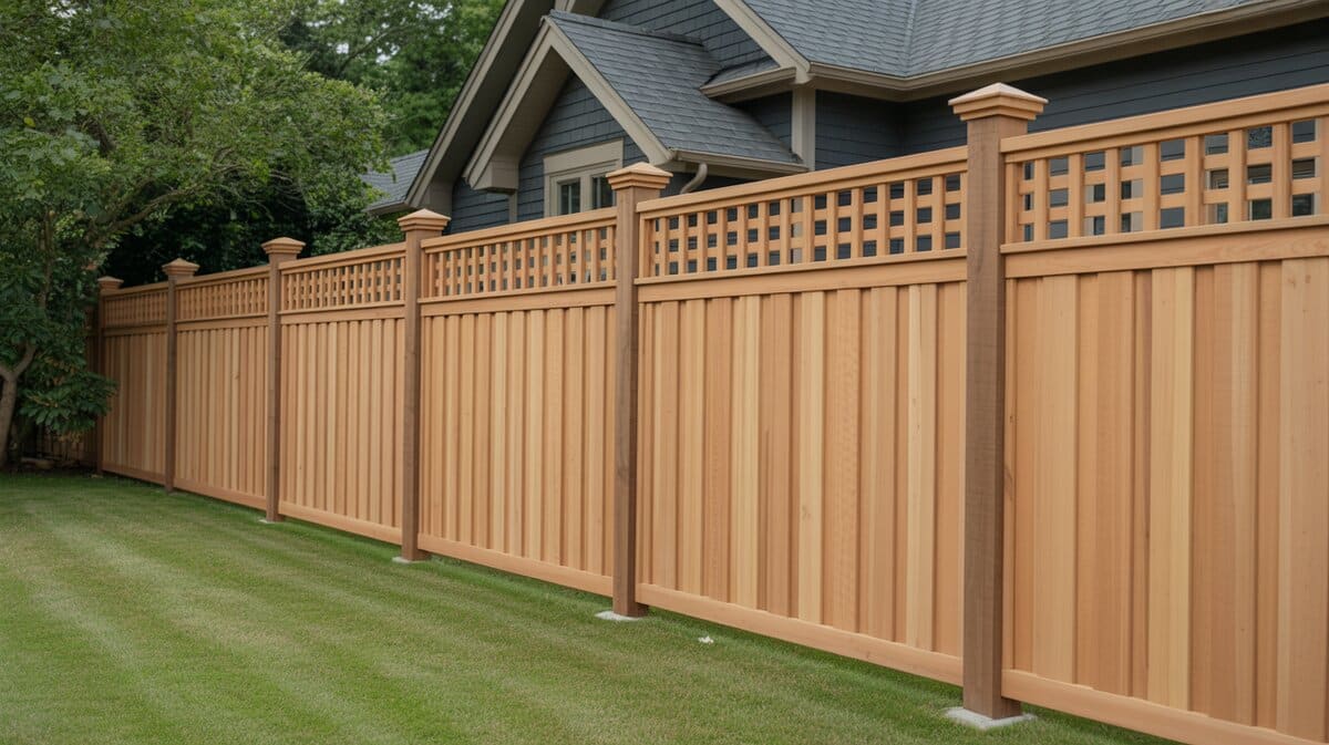 Cedar Privacy Fence Craftsman Lattice Topper Copper Caps