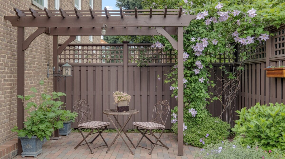 Dark Brown Square Lattice Fence Pergola Bistro Patio