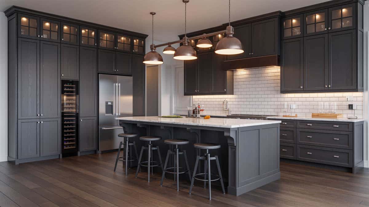 If you're planning to have dark shades for your kitchen cabinets, gray