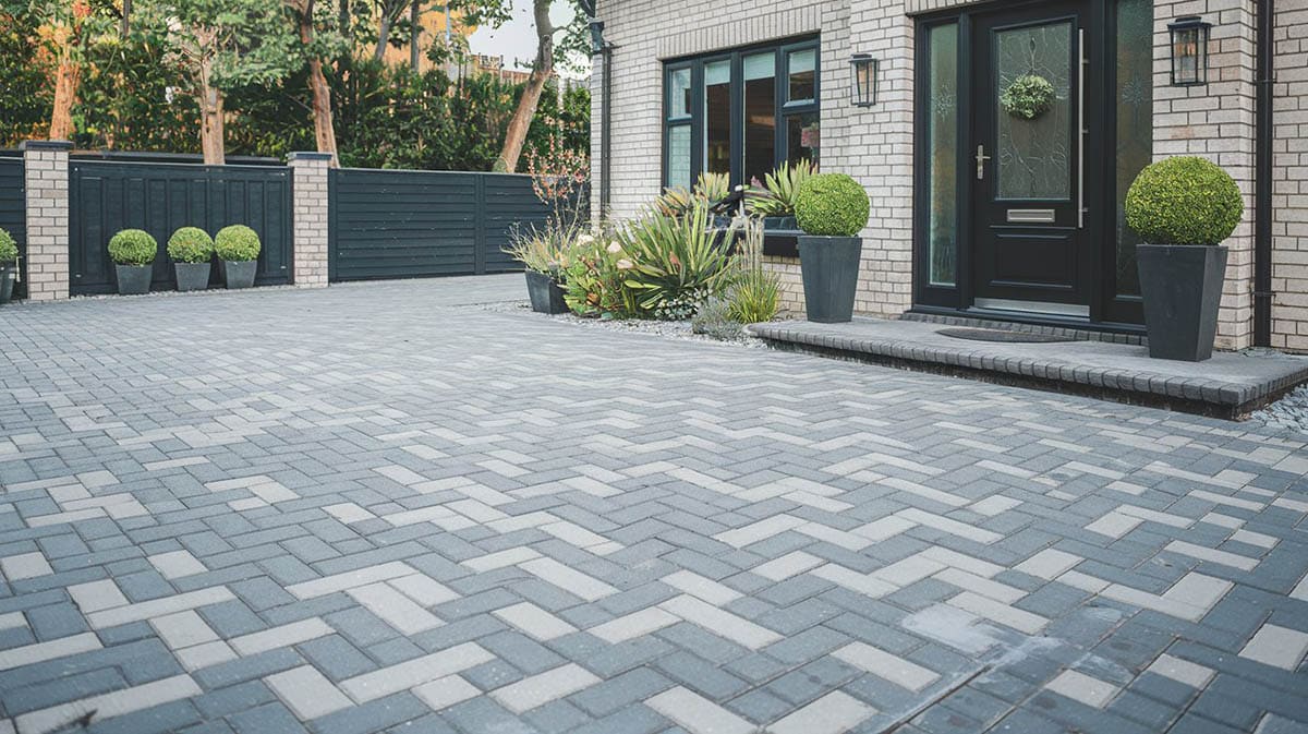 Driveway made from pavers in front of home