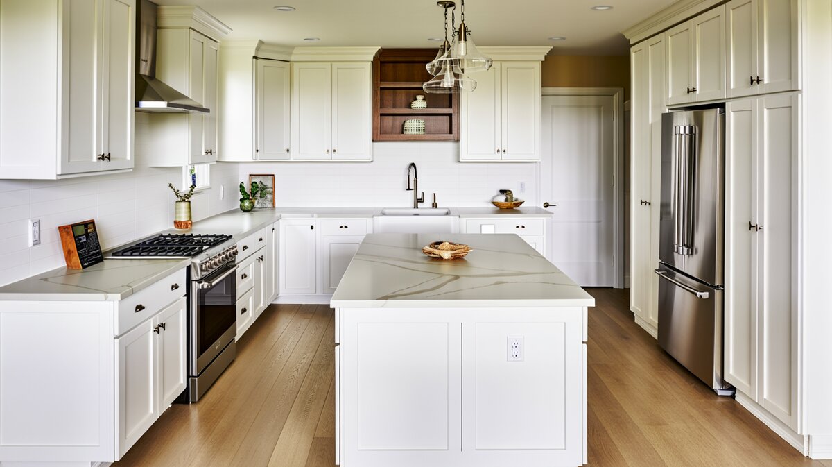 Kitchen with an island made with epoxy resin