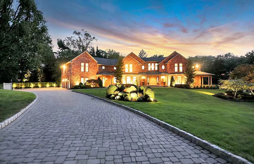 Long brick paver driveway