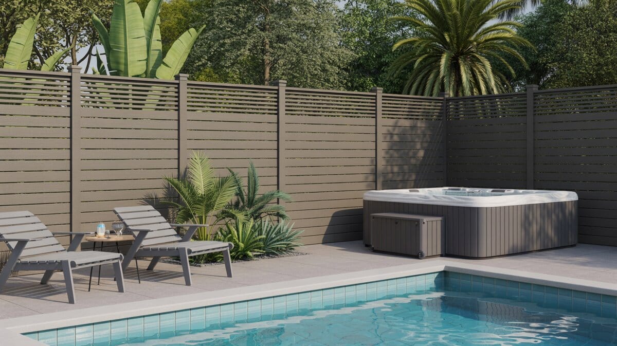 Modern Composite Fence Horizontal Lattice Top Backyard Pool