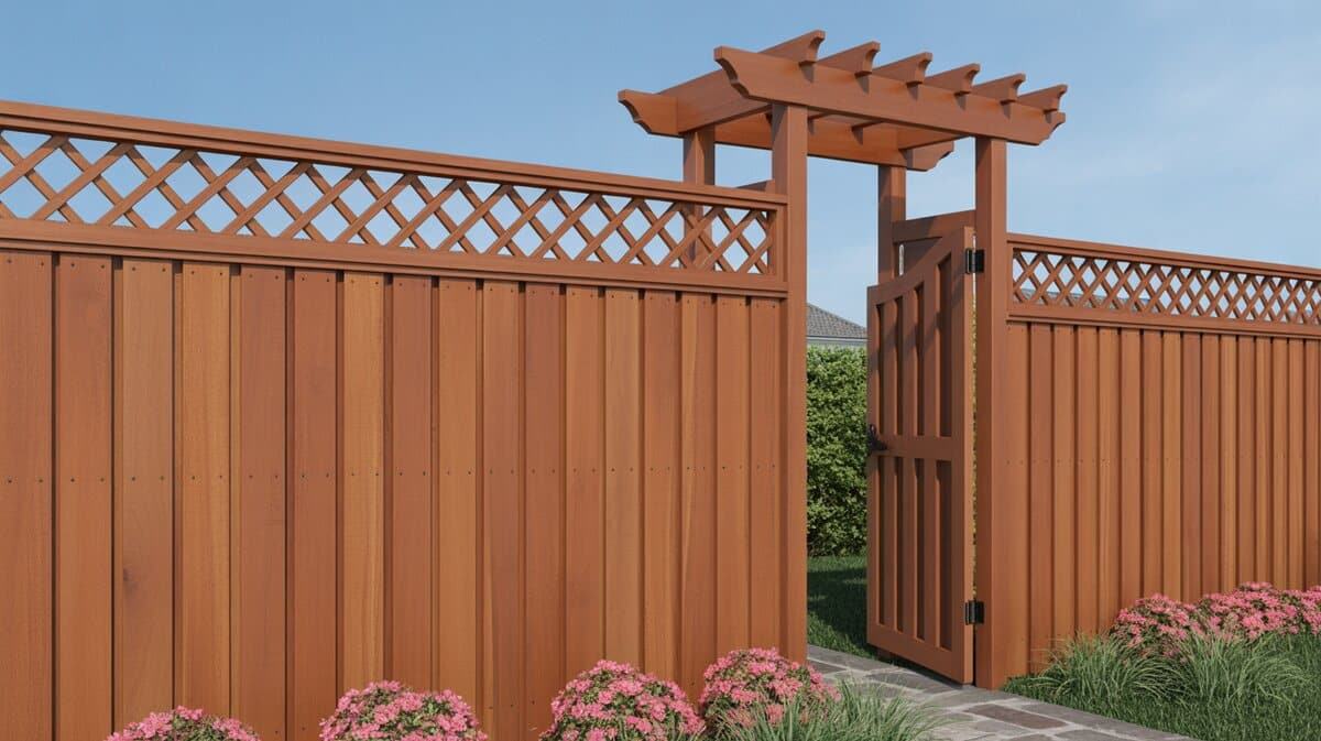 Redwood Cedar Fence Diamond Lattice Topper Arbor Gate