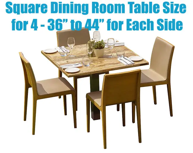 Square dining table size for 4 people