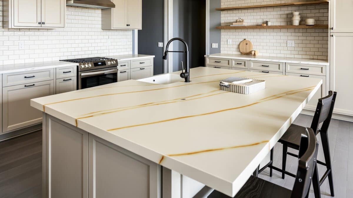 Veined epoxy on the island