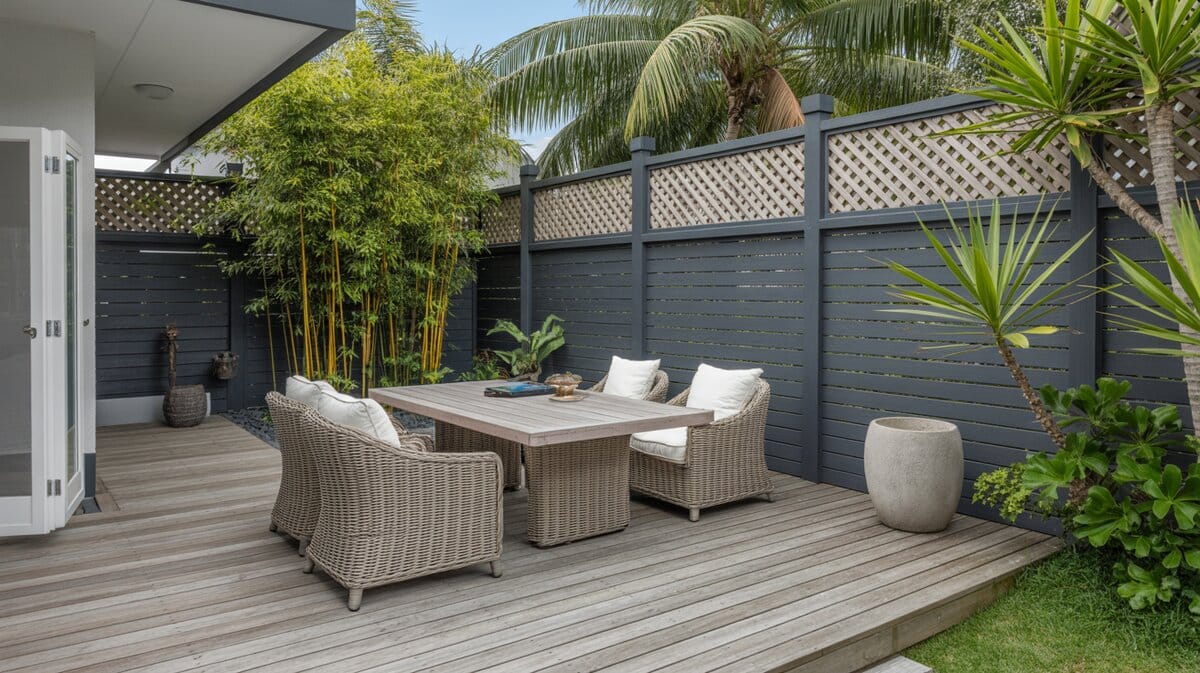 Tropical Deck Charcoal Horizontal Slat Fence Lattice Topper