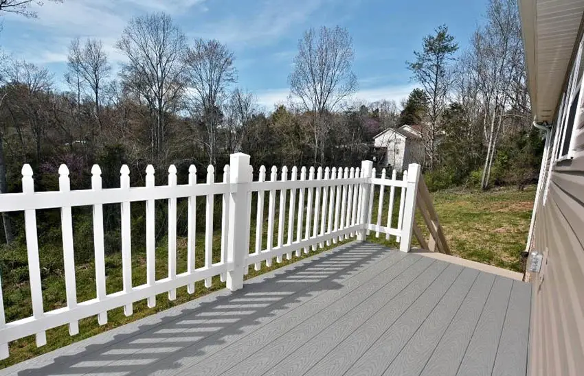 White picket fence deck railing