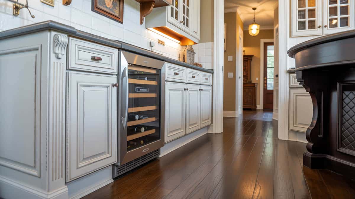 A kitchen with open shelving allows for accessibility and function.