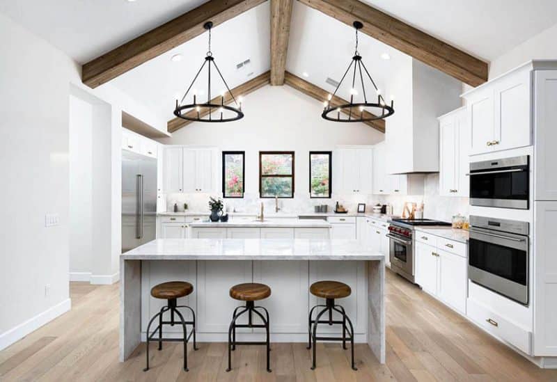 cathedral ceiling kitchen lighting idea