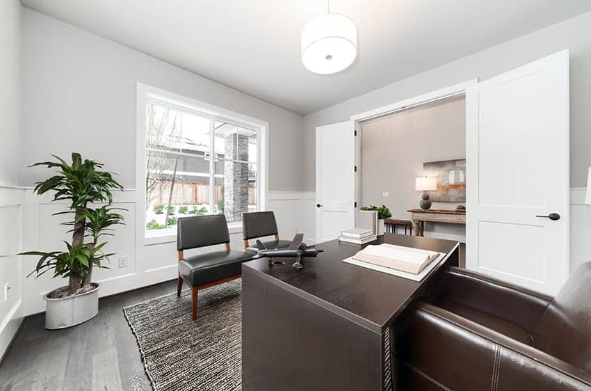 Office with luxury vinyl tile flooring