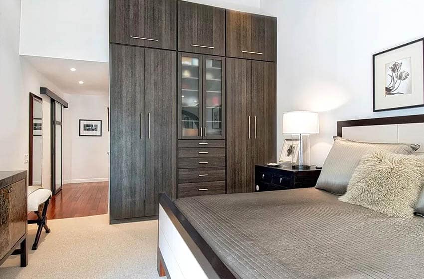 Modern master bedroom with custom built-in dresser