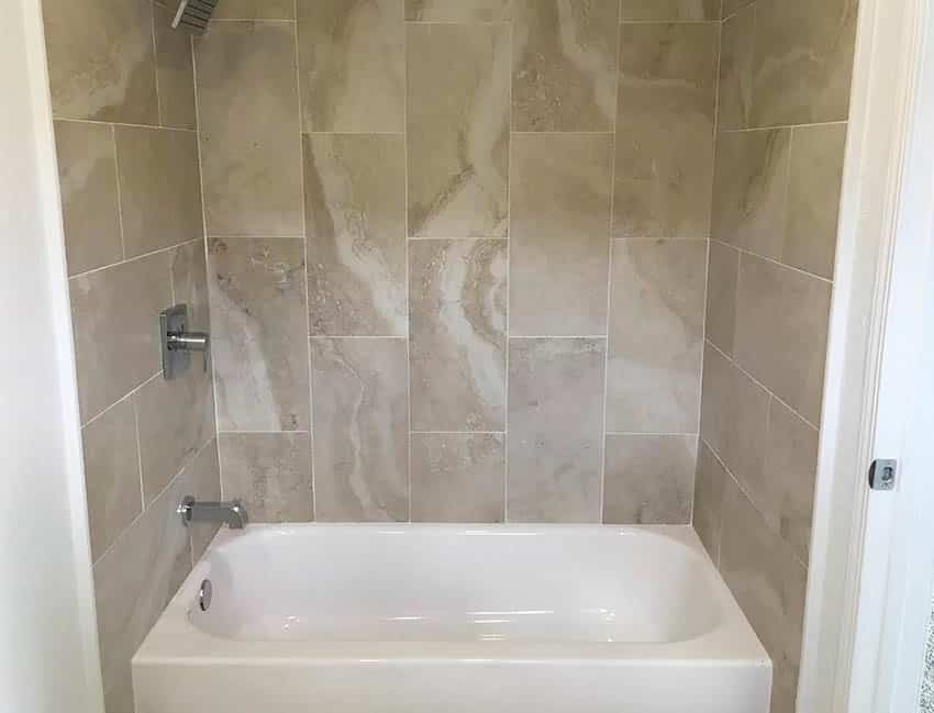 Small alcove tub with shower