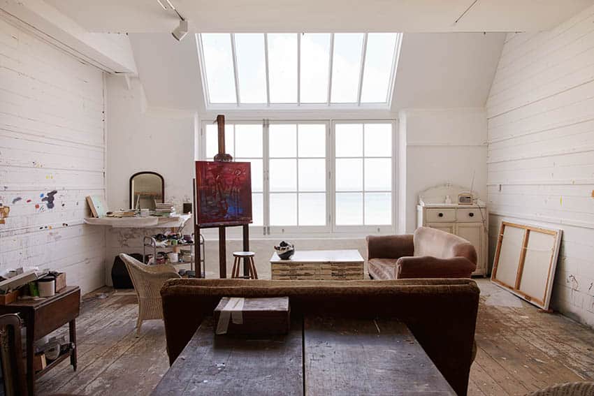 Attic art studio with natural light