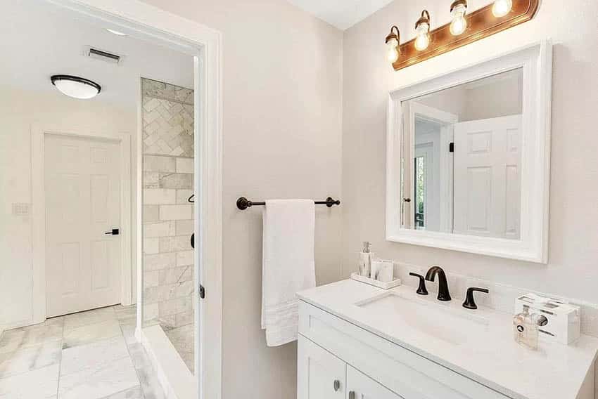 Bathroom with sherwin williams agreeable gray paint