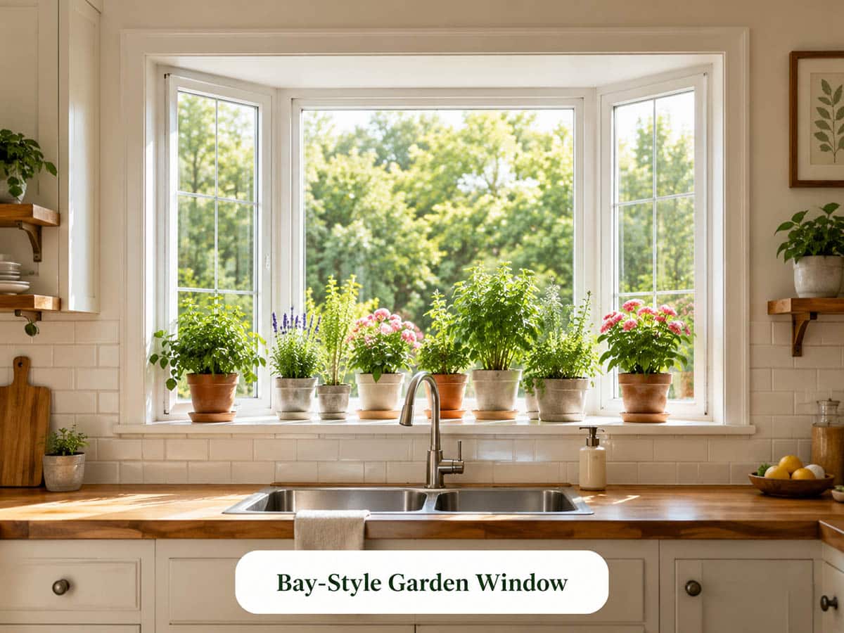 Bay window with garden shelf