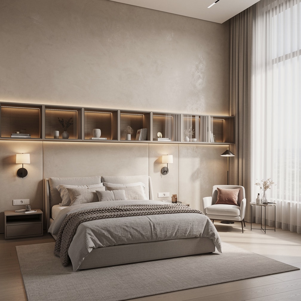 Cubbies over the bed