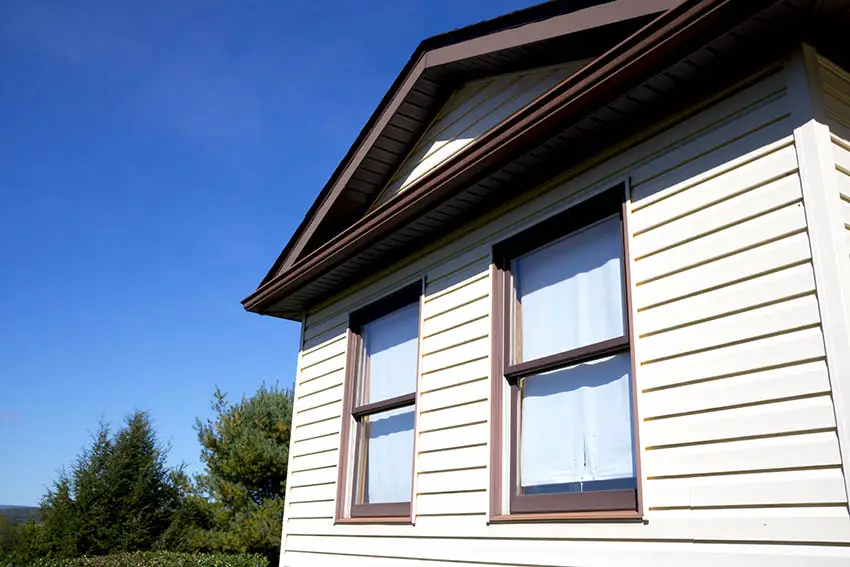 Brown fiberglass windows on house