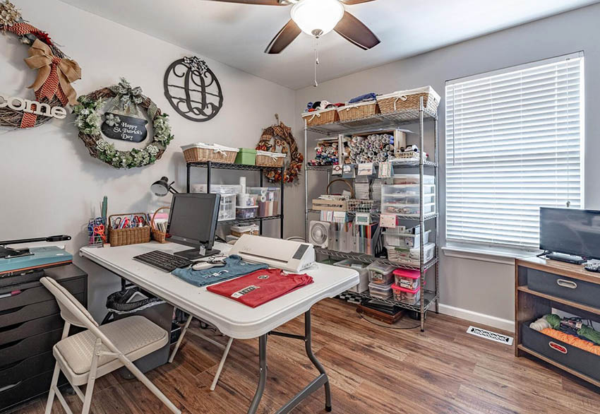 Budget folding table and metal storage racks