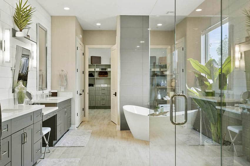 tan and gray bathroom