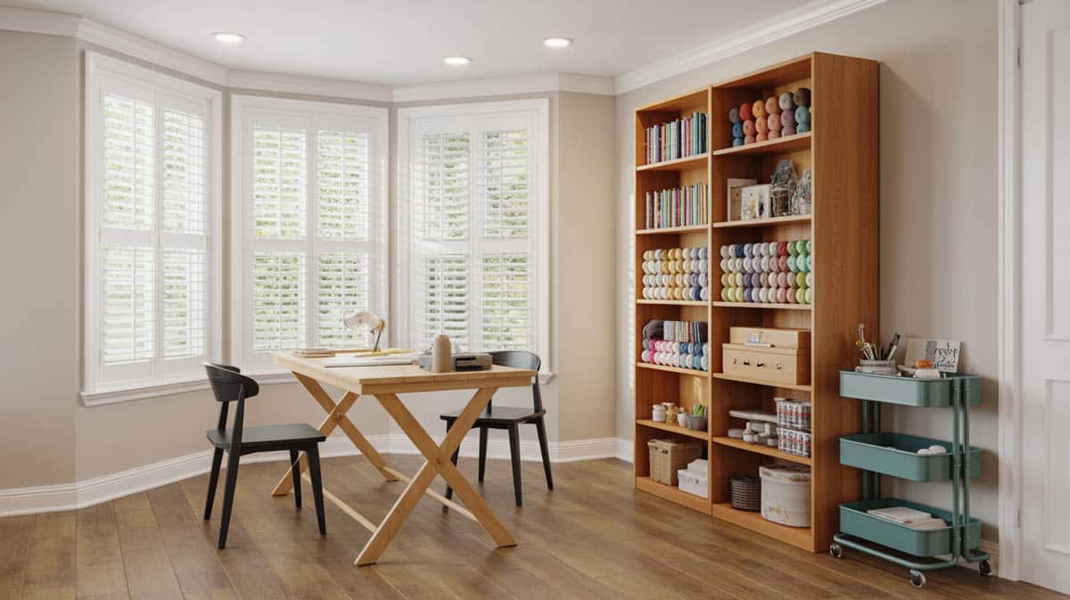 inexpensive storage shelving and table