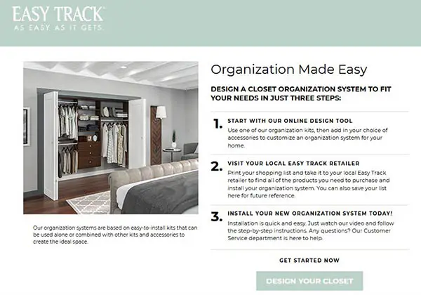 Easy track closet organization tool