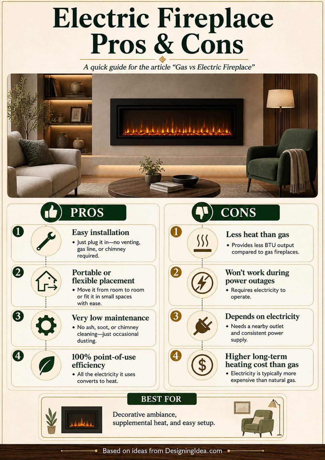 Electric fireplace pros and cons
