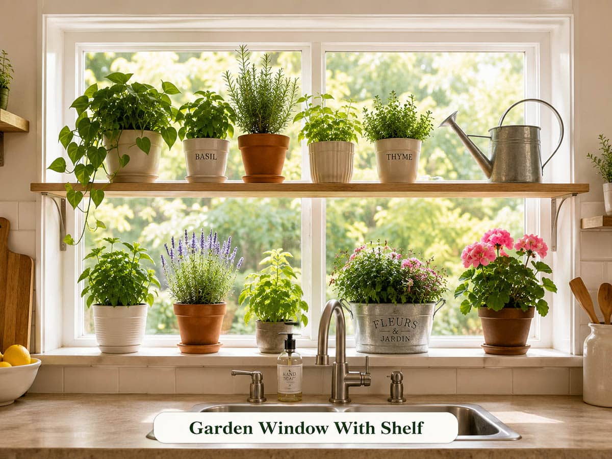 Window with shelf