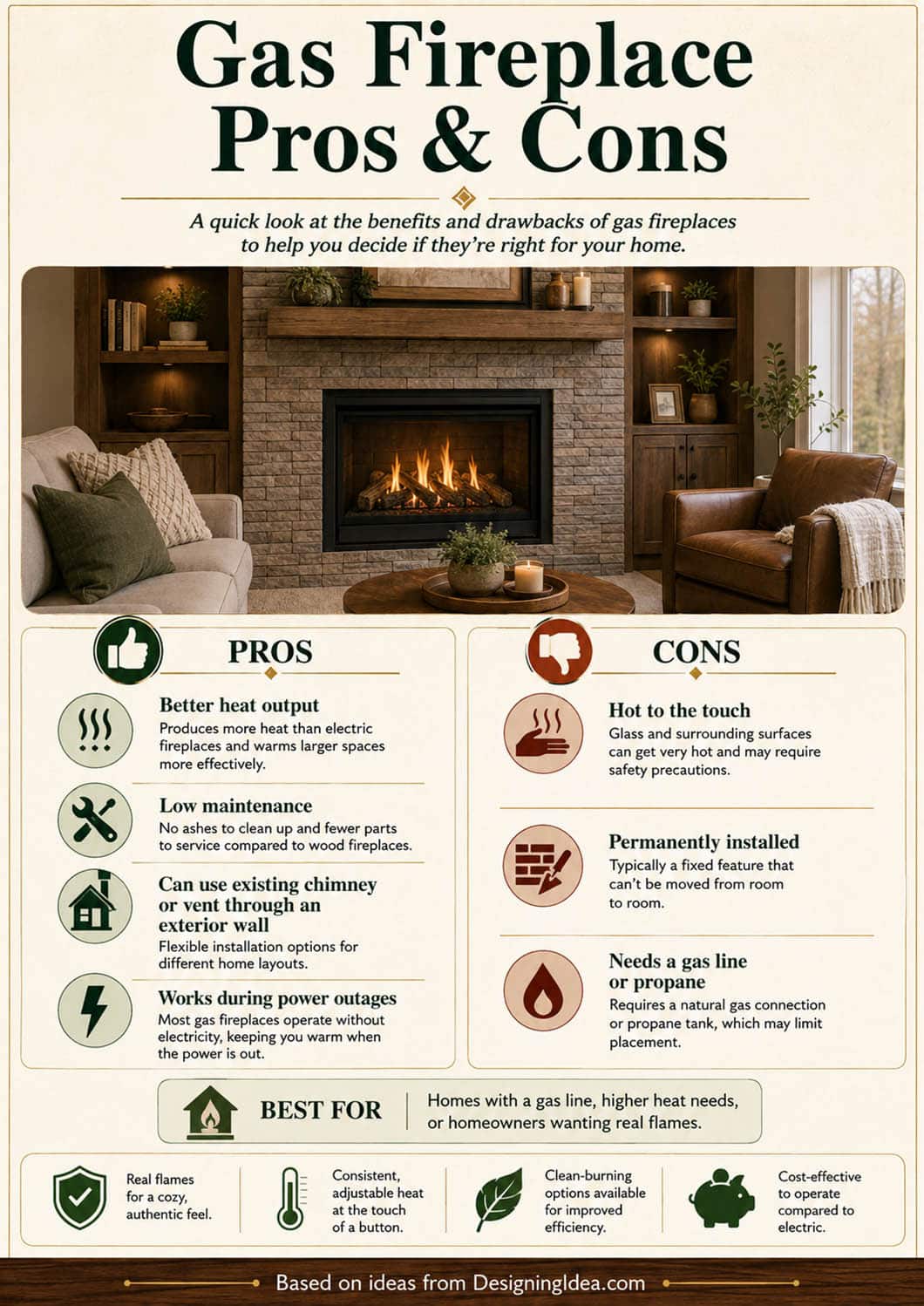 Gas fireplace pros and cons