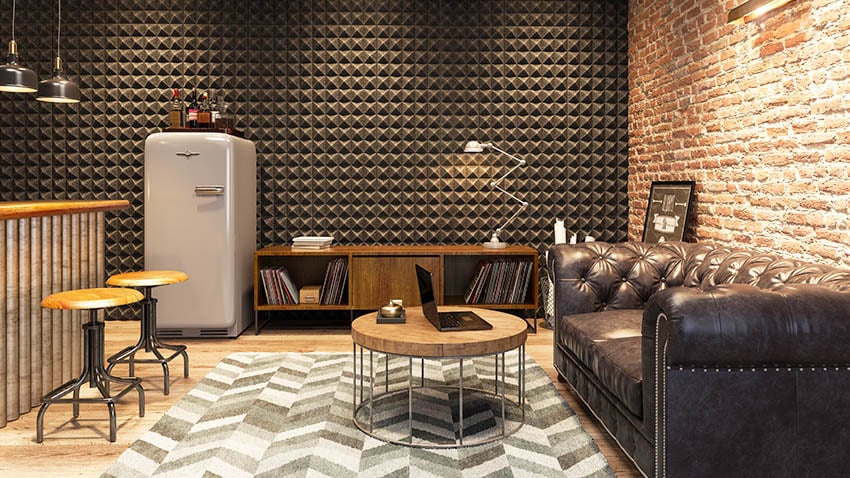 Home office man cave with soundproof acoustical panels