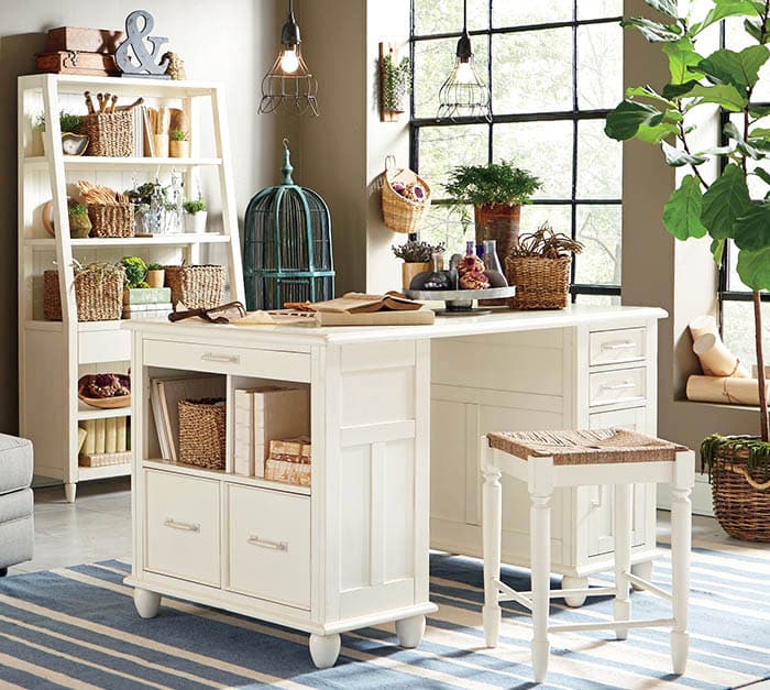 Portable desk with drawers and cabinets