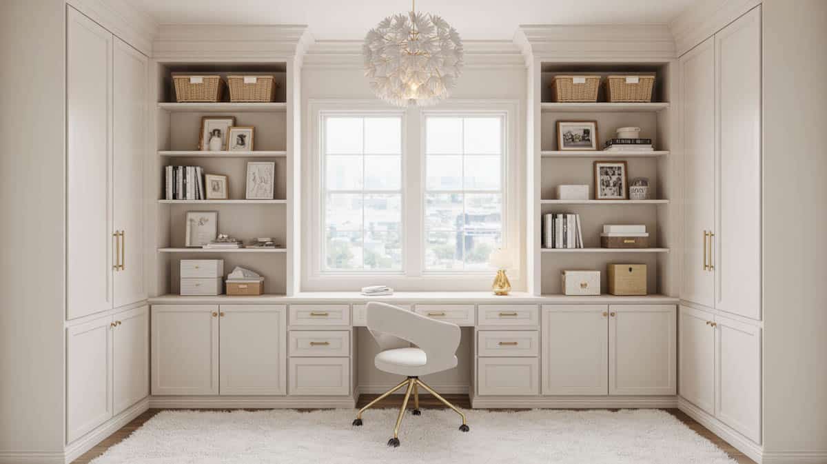 Beautiful built-in cabinets with globe light